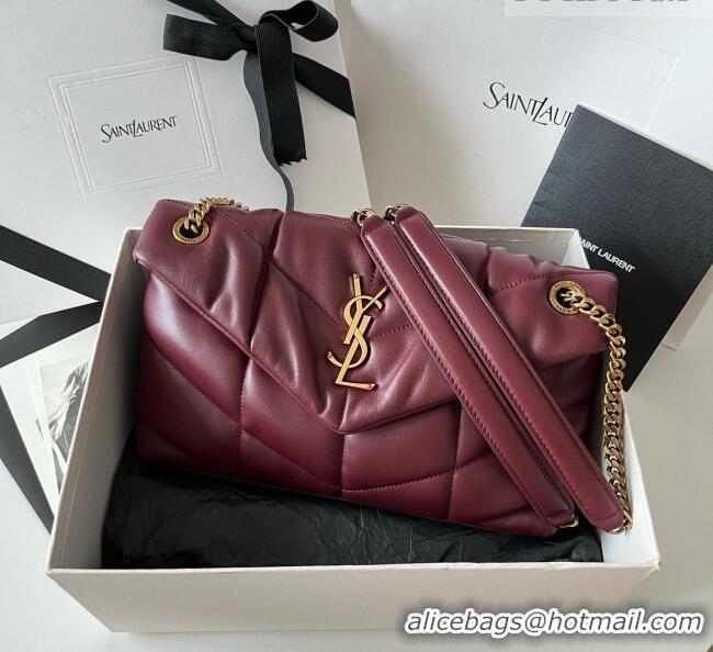 Famous Brand Saint Laurent Loulou Puffer Small Bag in Quilted Lambskin 577476 Burgundy 2026