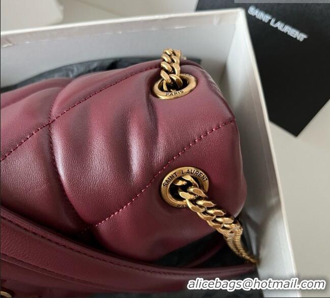 Famous Brand Saint Laurent Loulou Puffer Small Bag in Quilted Lambskin 577476 Burgundy 2026