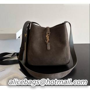 Best Grade Saint Laurent LE 5 À 7 Small Hobo Shoulder Bag in Suede A0021 Grey 2026