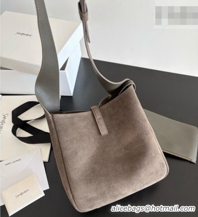 Best Grade Saint Laurent LE 5 À 7 Small Hobo Shoulder Bag in Suede A0021 Grey 2026