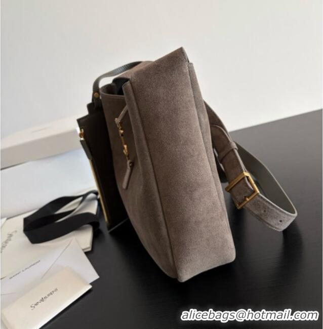 Best Grade Saint Laurent LE 5 À 7 Small Hobo Shoulder Bag in Suede A0021 Grey 2026