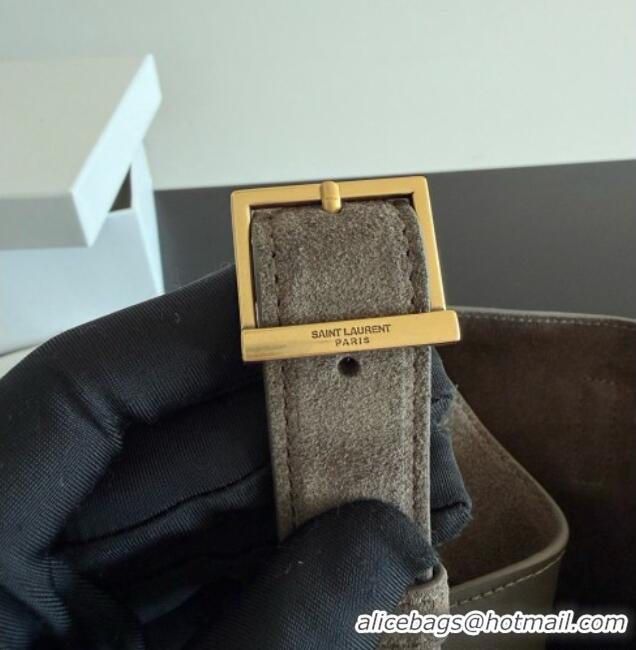 Best Grade Saint Laurent LE 5 À 7 Small Hobo Shoulder Bag in Suede A0021 Grey 2026