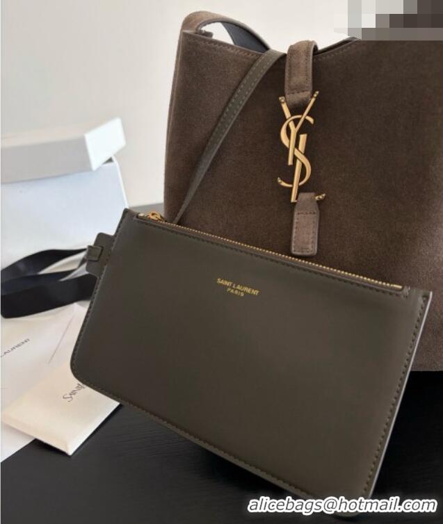 Best Grade Saint Laurent LE 5 À 7 Small Hobo Shoulder Bag in Suede A0021 Grey 2026