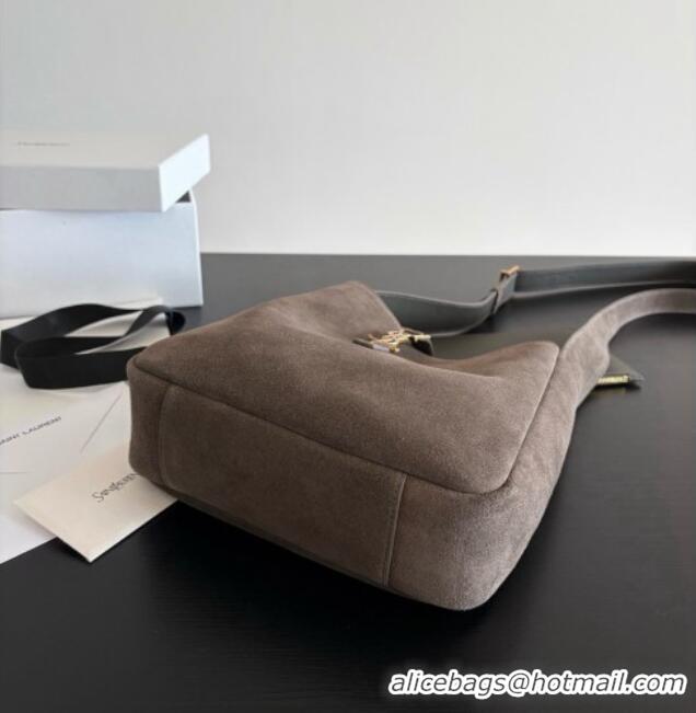 Best Grade Saint Laurent LE 5 À 7 Small Hobo Shoulder Bag in Suede A0021 Grey 2026