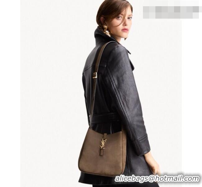 Best Grade Saint Laurent LE 5 À 7 Small Hobo Shoulder Bag in Suede A0021 Grey 2026