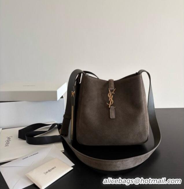 Best Grade Saint Laurent LE 5 À 7 Small Hobo Shoulder Bag in Suede A0021 Grey 2026
