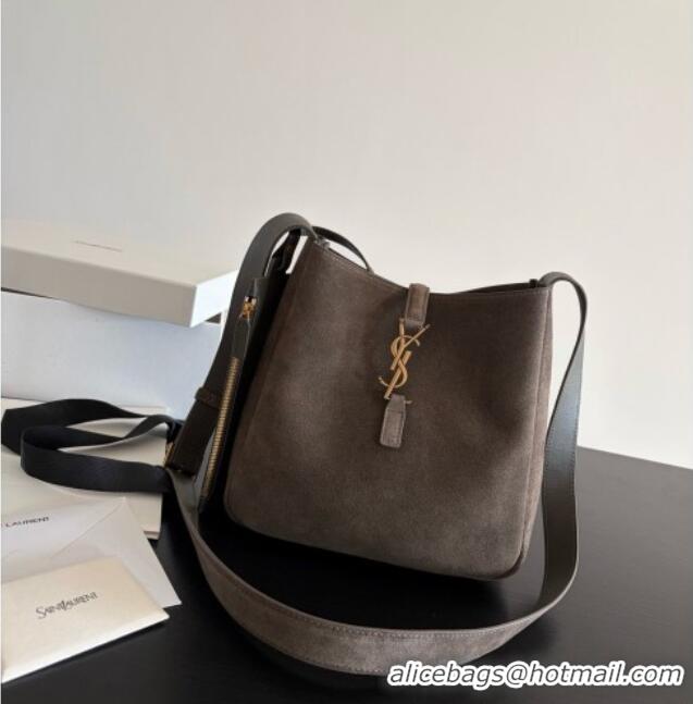 Best Grade Saint Laurent LE 5 À 7 Small Hobo Shoulder Bag in Suede A0021 Grey 2026