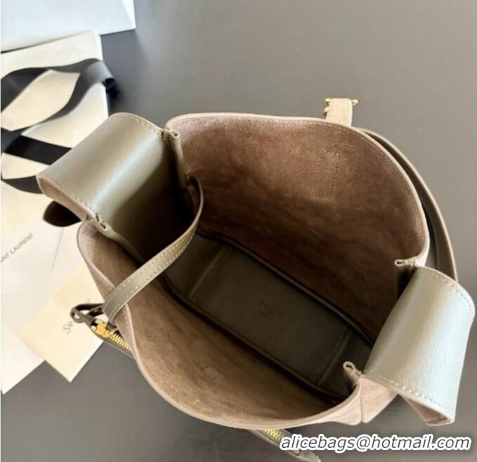 Best Grade Saint Laurent LE 5 À 7 Small Hobo Shoulder Bag in Suede A0021 Grey 2026
