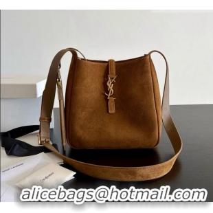 Grade Price Saint Laurent LE 5 À 7 Small Hobo Shoulder Bag in Suede A0021 Brown 2026