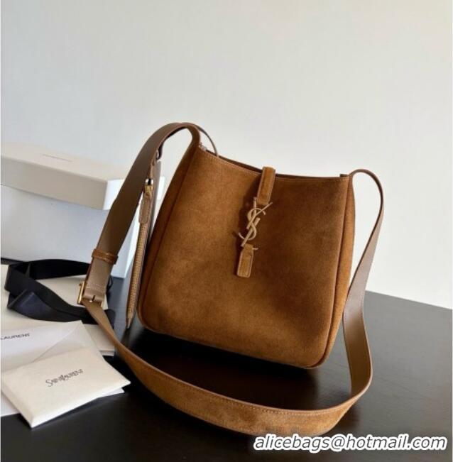 Grade Price Saint Laurent LE 5 À 7 Small Hobo Shoulder Bag in Suede A0021 Brown 2026