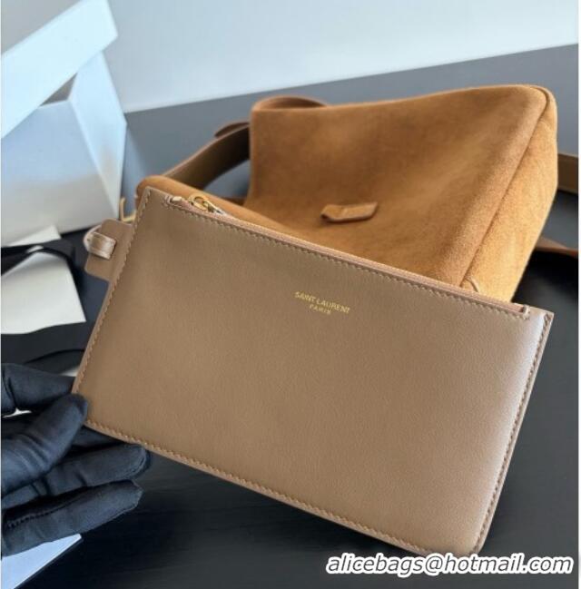 Grade Price Saint Laurent LE 5 À 7 Small Hobo Shoulder Bag in Suede A0021 Brown 2026