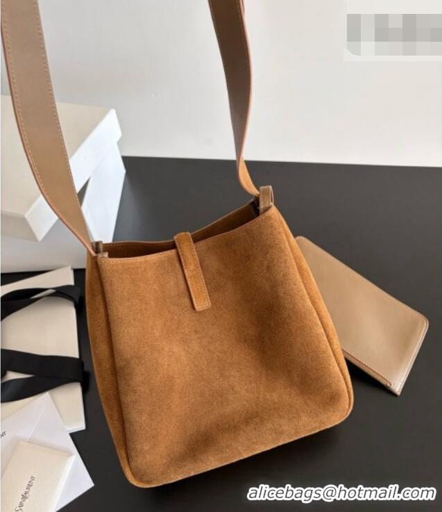 Grade Price Saint Laurent LE 5 À 7 Small Hobo Shoulder Bag in Suede A0021 Brown 2026