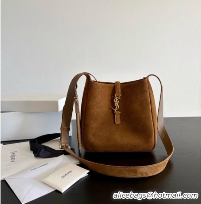 Grade Price Saint Laurent LE 5 À 7 Small Hobo Shoulder Bag in Suede A0021 Brown 2026