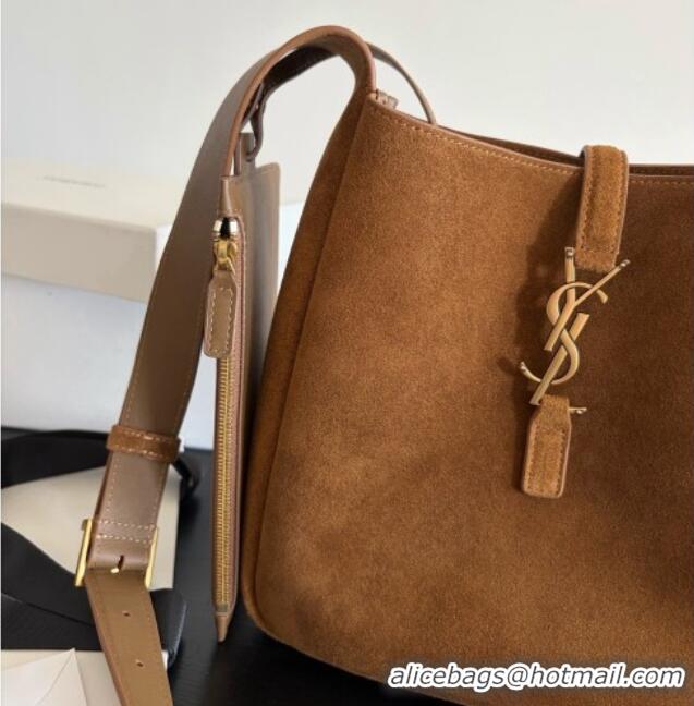 Grade Price Saint Laurent LE 5 À 7 Small Hobo Shoulder Bag in Suede A0021 Brown 2026