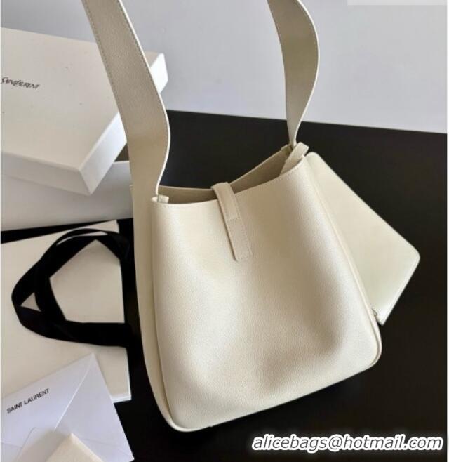 Top Design Saint Laurent LE 5 À 7 Small Hobo Shoulder Bag in Calfskin A0021 White 2026