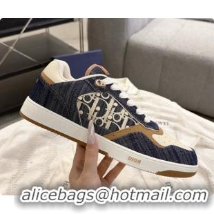 Purchase Dior B27 Low-Top Sneakers in Calfskin and Dior Oblique Jacquard D091161 White/Blue 2026