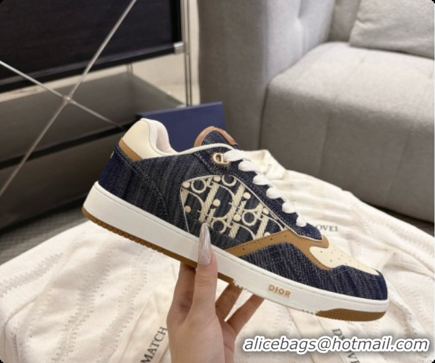 Purchase Dior B27 Low-Top Sneakers in Calfskin and Dior Oblique Jacquard D091161 White/Blue 2026