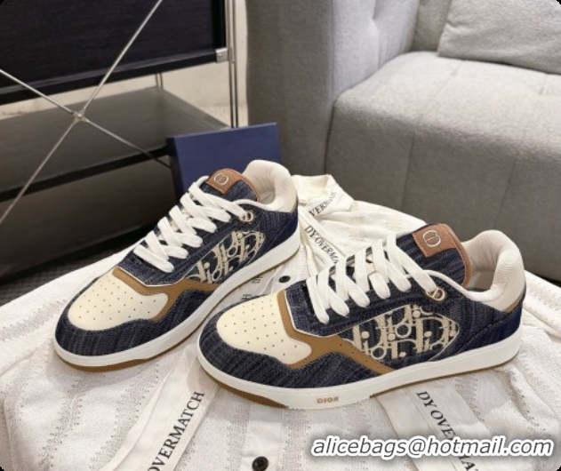 Purchase Dior B27 Low-Top Sneakers in Calfskin and Dior Oblique Jacquard D091161 White/Blue 2026