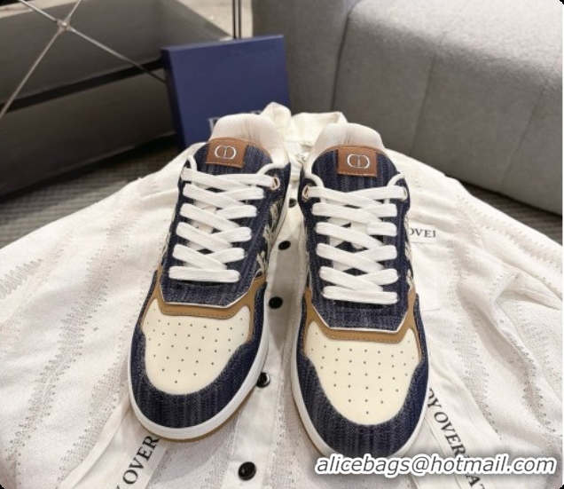 Purchase Dior B27 Low-Top Sneakers in Calfskin and Dior Oblique Jacquard D091161 White/Blue 2026