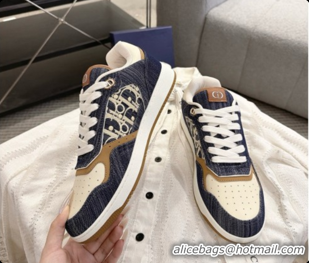 Purchase Dior B27 Low-Top Sneakers in Calfskin and Dior Oblique Jacquard D091161 White/Blue 2026