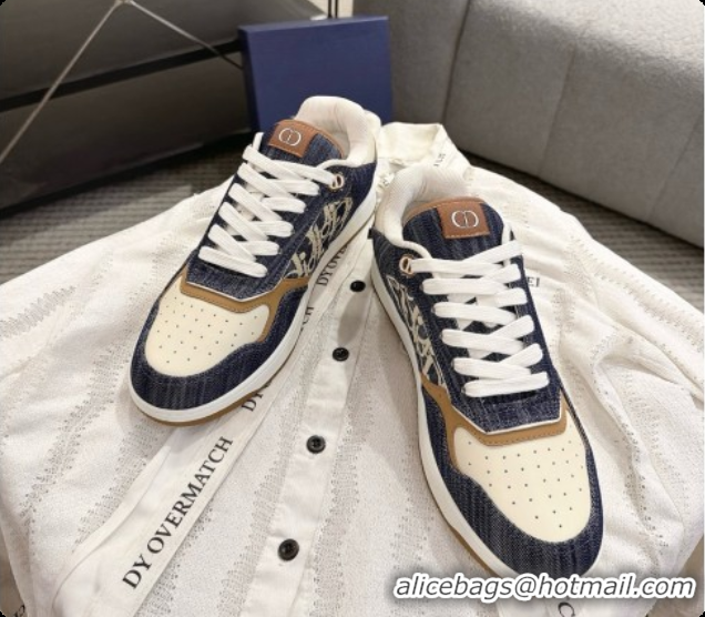 Purchase Dior B27 Low-Top Sneakers in Calfskin and Dior Oblique Jacquard D091161 White/Blue 2026