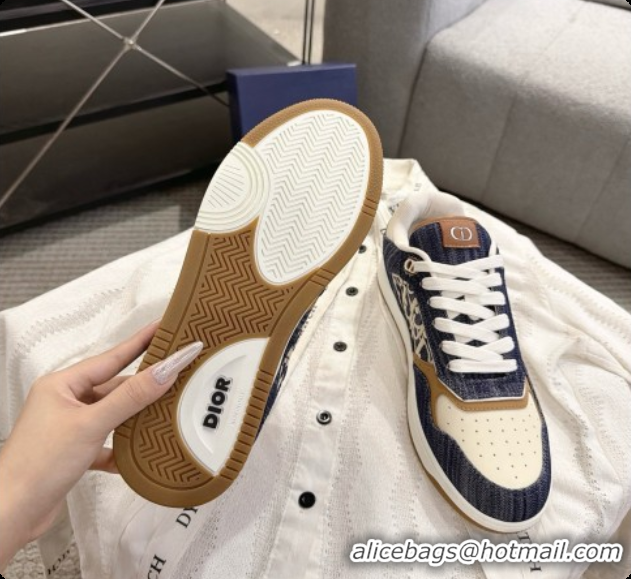 Purchase Dior B27 Low-Top Sneakers in Calfskin and Dior Oblique Jacquard D091161 White/Blue 2026