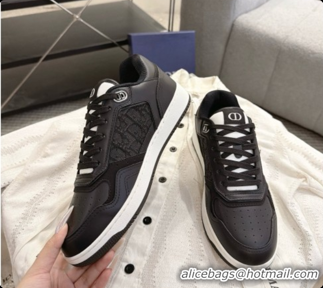 Good Looking Dior B27 Low-Top Sneakers in Smooth Calfskin and Dior Oblique Jacquard D091162 Black 2026