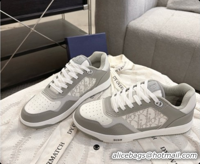 Custom Dior B27 Low-Top Sneakers in Smooth Calfskin D091167 White/Grey 2026