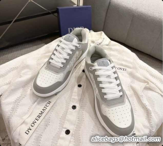 Custom Dior B27 Low-Top Sneakers in Smooth Calfskin D091167 White/Grey 2026