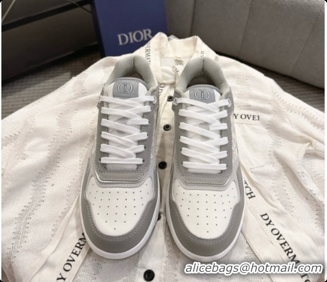 Custom Dior B27 Low-Top Sneakers in Smooth Calfskin D091167 White/Grey 2026