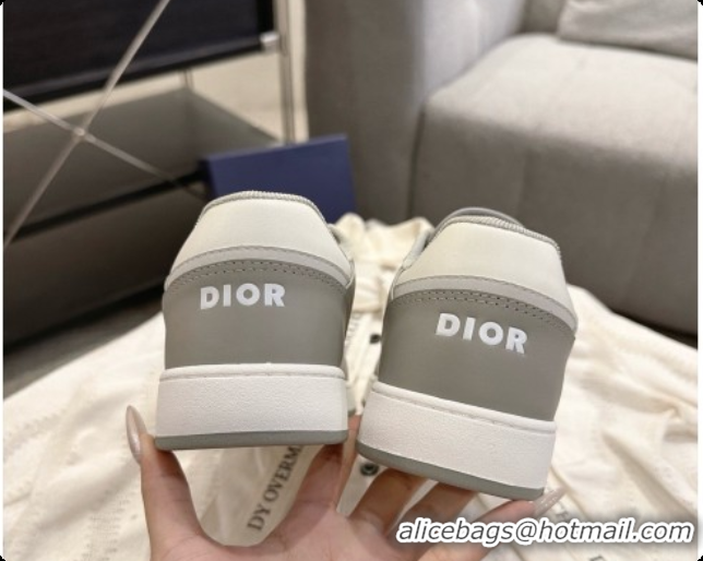 Custom Dior B27 Low-Top Sneakers in Smooth Calfskin D091167 White/Grey 2026