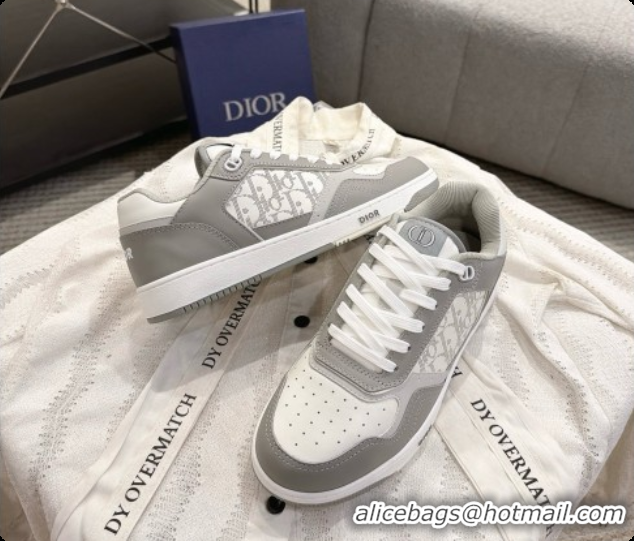 Custom Dior B27 Low-Top Sneakers in Smooth Calfskin D091167 White/Grey 2026