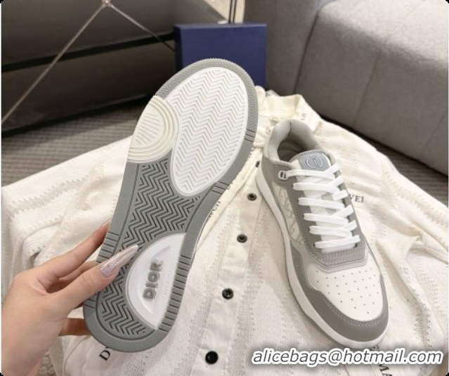 Custom Dior B27 Low-Top Sneakers in Smooth Calfskin D091167 White/Grey 2026