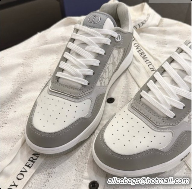 Custom Dior B27 Low-Top Sneakers in Smooth Calfskin D091167 White/Grey 2026
