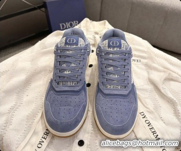 Cute Dior B27 Low-Top Sneakers in Suede and Dior Oblique Jacquard D091169 Blue 2026