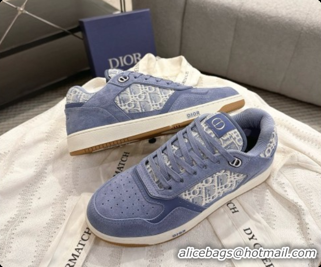 Cute Dior B27 Low-Top Sneakers in Suede and Dior Oblique Jacquard D091169 Blue 2026
