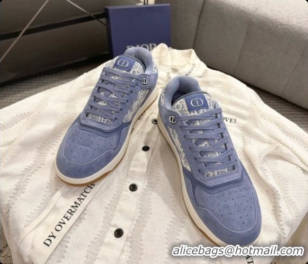 Cute Dior B27 Low-Top Sneakers in Suede and Dior Oblique Jacquard D091169 Blue 2026