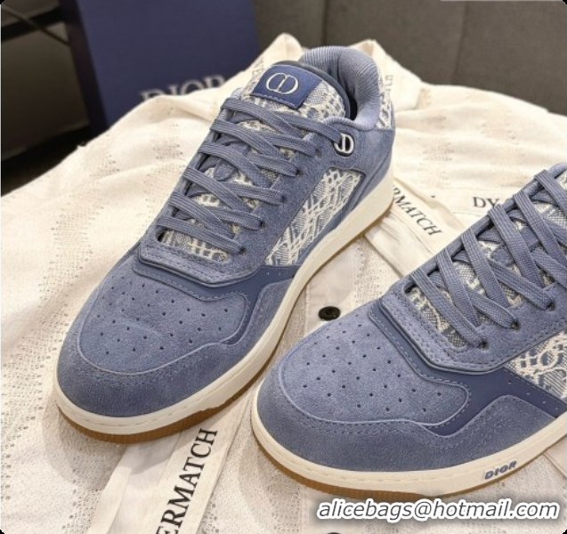 Cute Dior B27 Low-Top Sneakers in Suede and Dior Oblique Jacquard D091169 Blue 2026