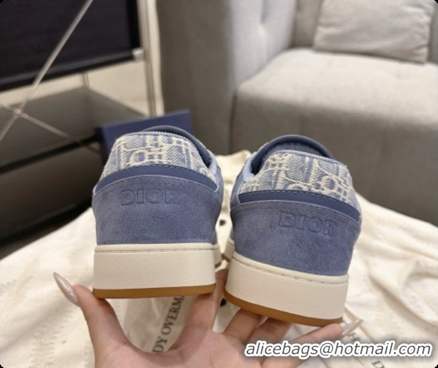 Cute Dior B27 Low-Top Sneakers in Suede and Dior Oblique Jacquard D091169 Blue 2026