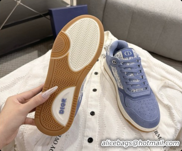 Cute Dior B27 Low-Top Sneakers in Suede and Dior Oblique Jacquard D091169 Blue 2026