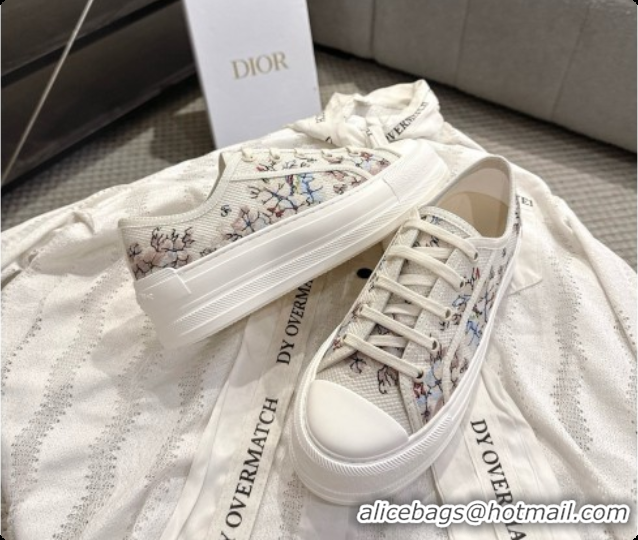 Best Luxury Dior Walk'n'Dior Platform Sneaker in Beige Cotton Embroidered with Flower Motif 6091171 2026