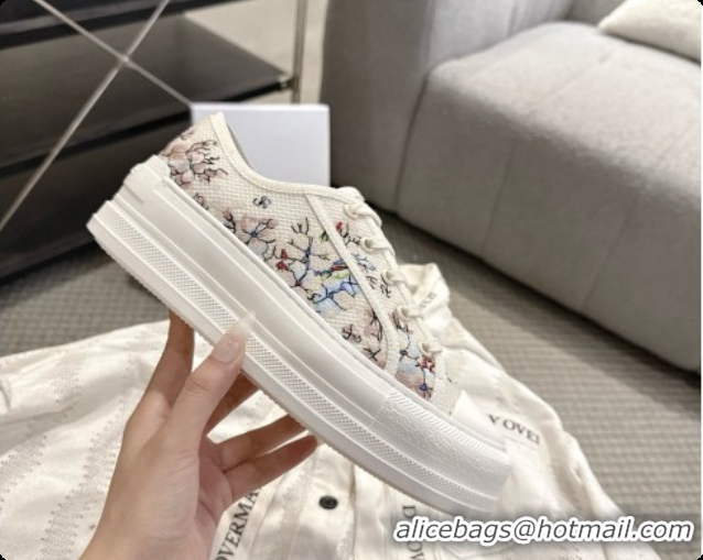 Best Luxury Dior Walk'n'Dior Platform Sneaker in Beige Cotton Embroidered with Flower Motif 6091171 2026