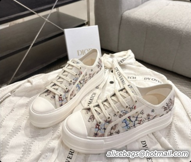 Best Luxury Dior Walk'n'Dior Platform Sneaker in Beige Cotton Embroidered with Flower Motif 6091171 2026
