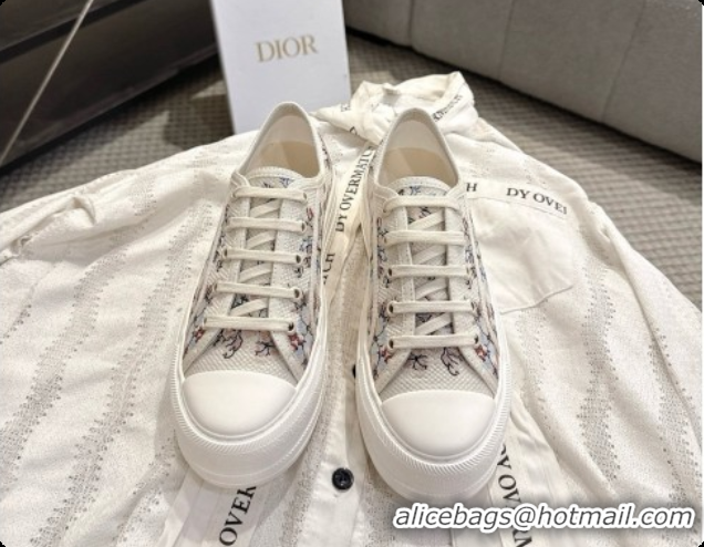 Best Luxury Dior Walk'n'Dior Platform Sneaker in Beige Cotton Embroidered with Flower Motif 6091171 2026