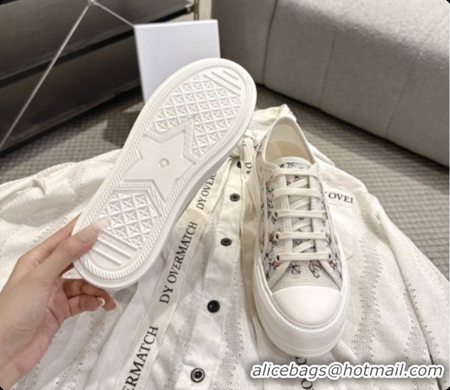 Best Luxury Dior Walk'n'Dior Platform Sneaker in Beige Cotton Embroidered with Flower Motif 6091171 2026