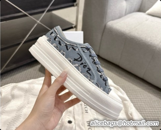  Low Price Dior Walk'n'Dior Platform Sneaker in Blue Dior Painted Ribbon Embroidered Cotton 6091174 2026