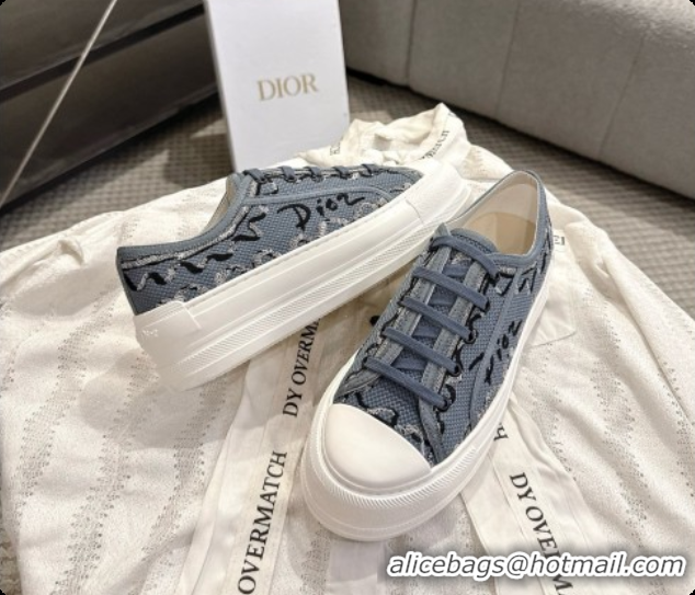  Low Price Dior Walk'n'Dior Platform Sneaker in Blue Dior Painted Ribbon Embroidered Cotton 6091174 2026