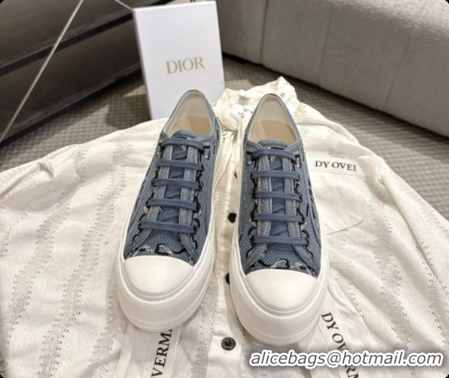  Low Price Dior Walk'n'Dior Platform Sneaker in Blue Dior Painted Ribbon Embroidered Cotton 6091174 2026