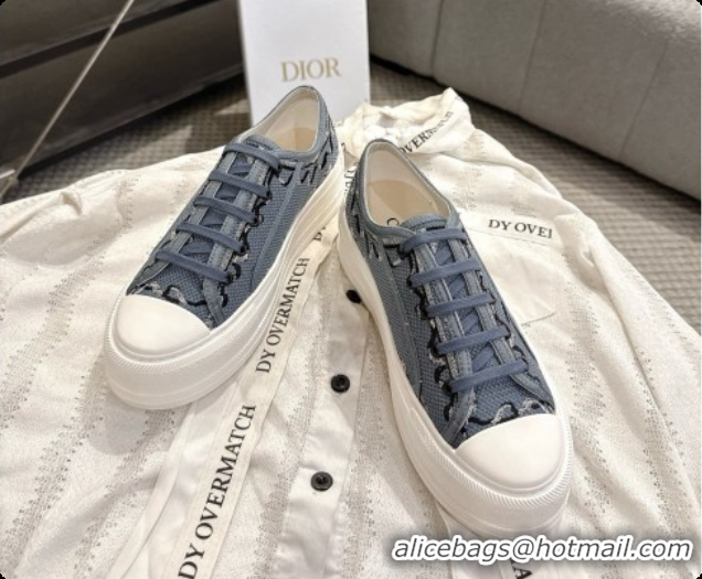  Low Price Dior Walk'n'Dior Platform Sneaker in Blue Dior Painted Ribbon Embroidered Cotton 6091174 2026