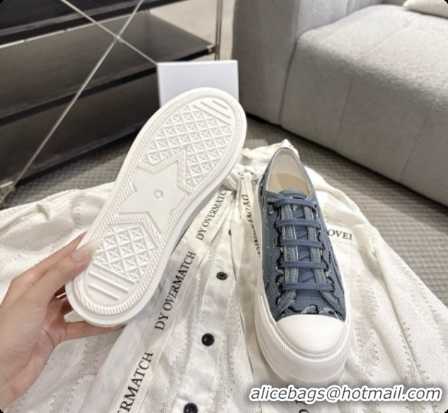  Low Price Dior Walk'n'Dior Platform Sneaker in Blue Dior Painted Ribbon Embroidered Cotton 6091174 2026